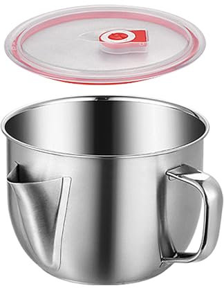 Fat Separator Jug | Gravy Fat Separator | Stainless Steel Filter Strainer Bowl Container | Multifunctional Grease Separator | Gravy Oil Soup Grease Oiler Kitchen Cooking Tools