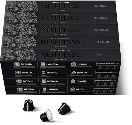 Nespresso Cápsulas de Café Ristretto Original, 200 Cápsulas para Cafetera, Tueste Intenso con Notas Afrutadas
