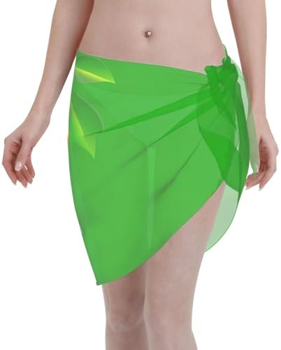 Eleganter Strandwickel mit Mango-Druck, Bikini-Überzug, Bademode, Kleid, für Damen, perfekt für Pool und Resort, Schwarz , One size