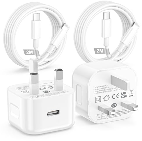 20W iPhone Charger Fast Charge, 2Pack USB C Plug With USBC to Lightning Cable 2M for iPhone 14 Pro Max/13 Mini/12/11/SE/X/XS/8 Plus/iPad, Type C Charger Fast Charging USB C charger Plug Power Adapter