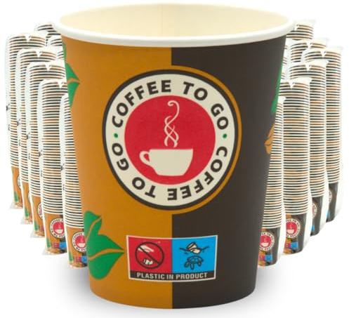 Generisch Premium Papierbecher 1000 Stk. Kaffeebecher 200 ml - 8oz | Einweg Pappbecher & Papierbecher | Trinkbecher für Heiß- & Kaltgetränke - Teebecher - Coffee to go (Hellbraun, 0,2L (8oz))