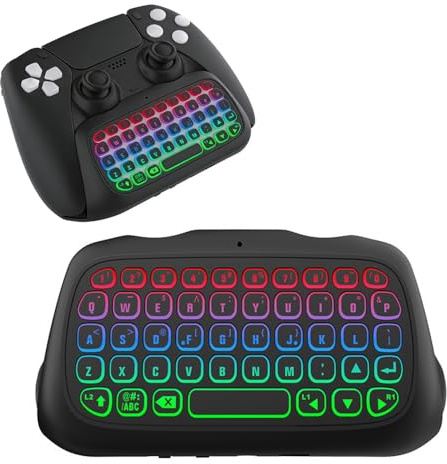 SOMOAAI Tastiera wireless compatibile con controller PS5, per tasti retroilluminati e microfono integrato (nero)