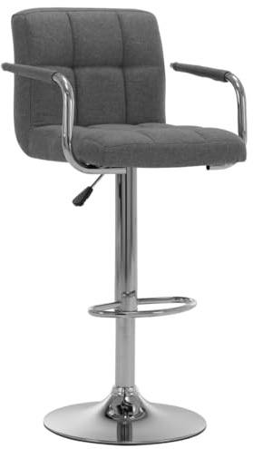 Hoopleep Barhocker Hellgrau Stoff, Höhenverstellbarer Drehbarer Barstuhl mit Rückenlehne, Verchromtem Stahlrahmen, Weich Gepolstert für Küche Theke Insel, Modernes Design, 110 kg Tragfähigkeit