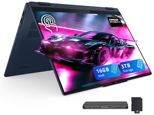 Lenovo IdeaPad 5 2-in-1 16 WUXGA Touchscreen Laptop, AMD Ryzen AI 7 350, 16GB LPDDR5X, 3TB Storage (2TB SSD+1TB Docking Station), Radeon 860M Graphics, Backlit Keyboard, Copilot+ PC, Win 11, Blue