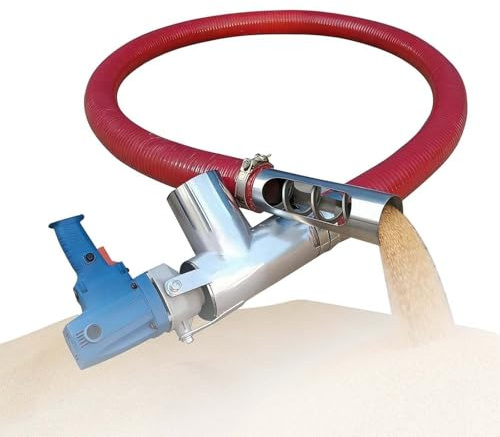 EXSHUING Sinfín Flexible Para Pellets, Transportador De Succión De Granos Portátil De 2200 W. Rendimiento De 220-440 Lb/Min Para Granos, Cemento, Ar-ena, Aserrín, Agricultura(1.5m (58.8in))