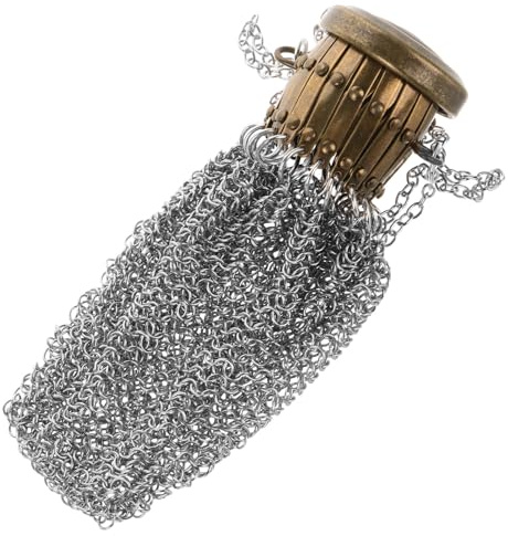 HEATSHAKING Vintage Münzbeutel aus Eisen mit Filigranem Gittermuster Silber | Tragbar und Leicht, mit Langer Kette zum Aufhängen, für Reisen und Tägliche Nutzung, Pflegeleicht Zufällige Farbe