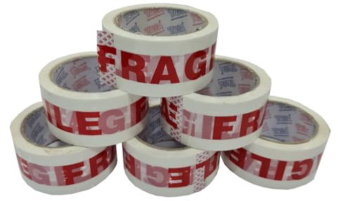 6X TAHA FRAGILE PARCEL PACKING STRONG TAPE 66m x48mm ROLLS PACKAGING FRAGILE SEALING BOX