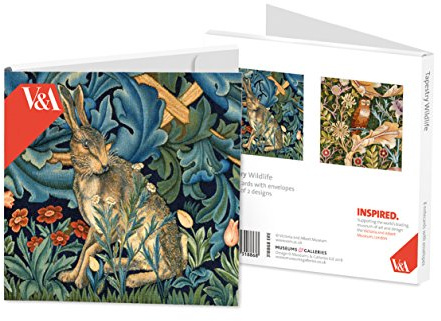 V&A Square Notecard Wallets - 8 Notecards - Tapestry Wildlife Design