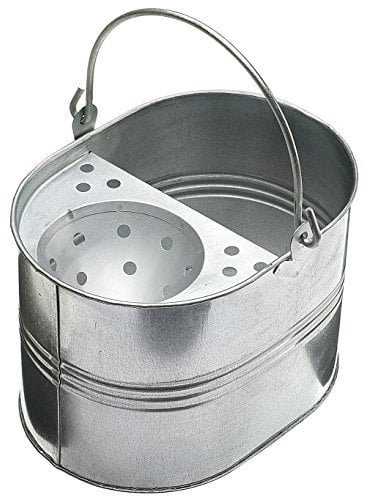 Cubo grande de acero galvanizado con asa para limpieza general en casa, oficina, 15 litros
