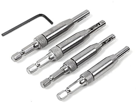 4 Stück HSS Scharnierbohrer Set Scharnier Bohrer Selbstzentrierender Luftdüse Scharnier-Bohrer Hardware Bohrer Positioniert Pilot Loch Holz für Scharniere Schubladenführungen