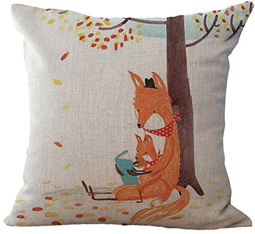FeiliandaJJ Pillowcase, Kissenbezug kissenhülle Kopfkissenbezug Weihnachten Dekoration Cute Fuchs Leinen Super weich Sofakissen für Wohnzimmer Sofa Bed Home,45x45cm (C)