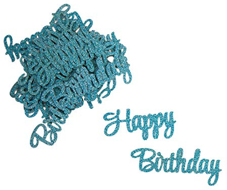 Oblique Unique® Konfetti Set Happy Birthday - 12x Happy + 12x Birthday - Tisch Deko für Geburtstag Kindergeburtstag Junge in Blau mit Glitzereffekt