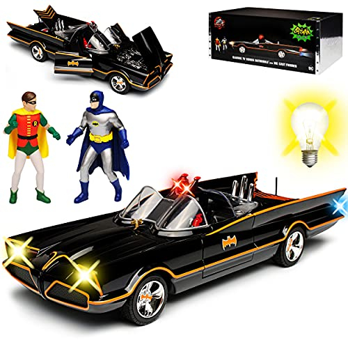 Batmobil Classic TV Serie mit LED Licht und 2 Figuren Batman und Robin 1/18 Jada Modell Auto
