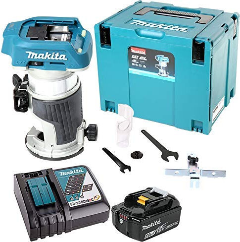 Makita DRT50ZJ 18V Brushless Router/Trimmer with 1 x 6Ah Battery, Charger & Case