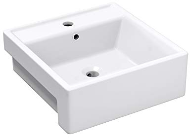 Mai & Mai Vasque à Encastrer Blanc 41cm Lavabo en Céramique Évier Lave Mains Salle de Bain avec Trop-plein ME202