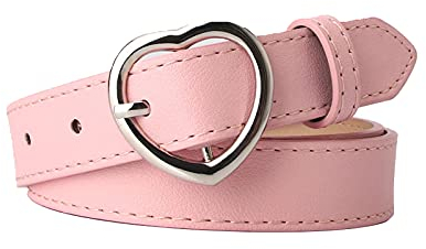 AWOCAN Ceinture tendance en cuir synthétique avec boucle en forme de cœur pour robes décontractées, jeans, pantalons, Rose., taille unique