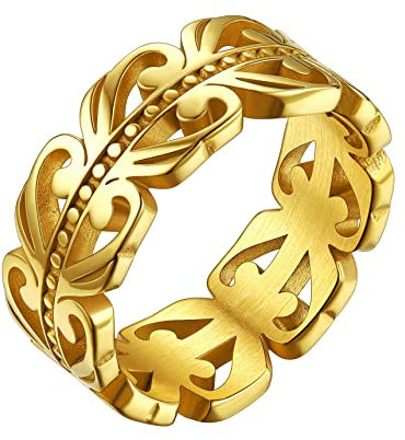 Bestyle Keltischer Knoten Triquetra Ring Mädchenring Einfach Ringe Schmuck aus Edelstahl für Frauen Damen Herren Jungen zum Geburtstag Valentinstag Weihnachten Gold 57