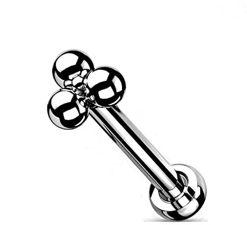 Paula & Fritz® Push-In Labret Piercing Silber Titan-IUM Grade 23 Kugel Piercing Set Mehrfarbig 1-mm Stab-Dicke 8-mm Stab-Länge Madonna Medusa Monroe