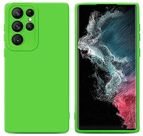 Cadorabo Hülle kompatibel mit Samsung Galaxy S22 Ultra Schutzhülle TPU Silikon Case Liquid Design mit Kameraschutz Slim Kratzfest Weiche Gummi mit Rundumschutz Case Hülle für Galaxy S22 Ultra in Grün