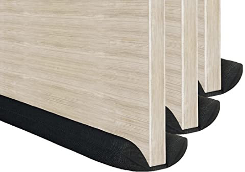 3 x MOXVIO Home Doppelter Zugluftstopper unter der Tür, wasserfest, schneefest, 600D Oxford-Gewebe, Tür-Zugluftstopper, 70 bis 90 cm Verstellbarer Tür-Zugluftstopper, Fenster-Zugluftstopper (Schwarz)