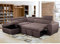 Furnishings For Less UK Corner Sofa Bed | Nevada Large Brown L Shaped Suede Mushroom | Tilting Headrest and Storage Ottoman Included (Left Hand Facing + Ottoman)
