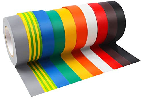 Feuerlos 10 Stück Isolierbander Farbig Set, 20m Isolierband Hitzebeständig, Selbstklebendes Isolierband für Schutz, Bündeln und Reparieren von Kabeln