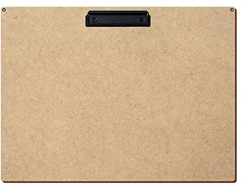Bütic HDF/MDF Klemmbrett Standardform für DIN A3 A4 A5 A6 Clipboard mit 2 Ösen aus 3mm starkem HDF, Format:A3 quer, Klemme:Bügelklemme schwarz