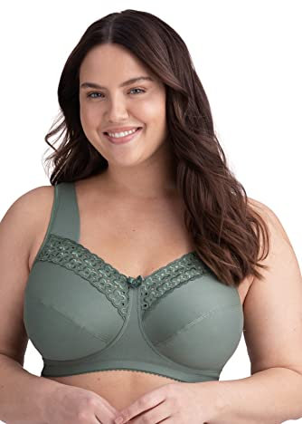 Reggiseno di Cotone Comodo Senza Ferretto Miss Mary Broderie Anglaise 6E Verde