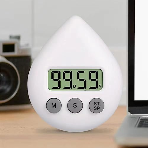 Lot de 2 mini minuteurs de douche numériques, étanches et magnétiques en forme de goutte d'eau, adaptés aux enfants et aux adultes (blanc)