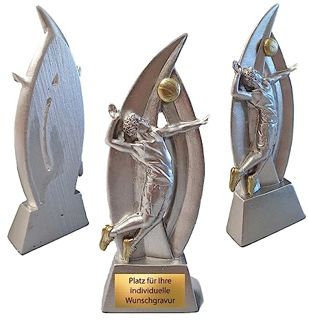 eberin · Beach-Volleyball Pokal · Beachcamp Trophäe · Volleyball Wanderpokal · Volleyball Spieler Preis · Beachvolleyball Pokal mit Wunschtext · Größe 18 cm