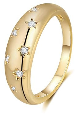 Aprilery Goldringe für Frauen, modische vergoldete Croissant-Kuppel-Stern-Statement-Ringe, Bandschmuck für Teenager-Mädchen, Geschenke für Frauen (6)