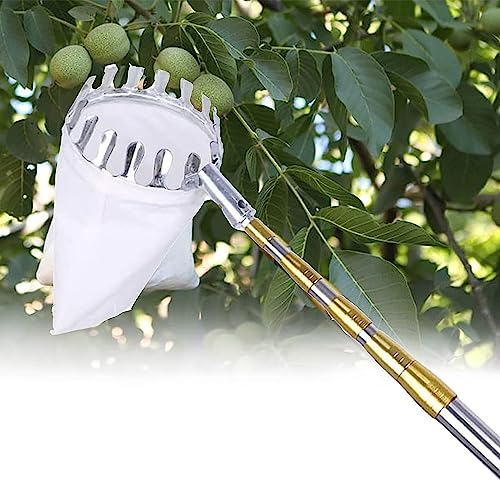 LekLai Obstpflücker, Apfelpflücker Mit Teleskopstiel, 2,1 M, 2,5 M, 3 M, 4 M, 5 M, 6 M, 7 M, 10 M, Leichte Verbindungsstange Aus Edelstahl/7M/23Ft