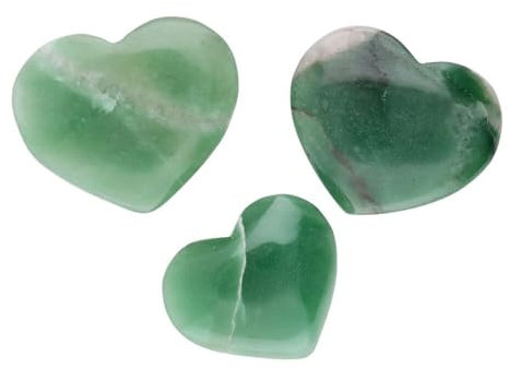 ROCKING GIFTS Corazones de Cuarzo Verde - Cristales de Cuarzo Verde Natural - Piedras de Chakra Corazón - Pack de 250 Gramos