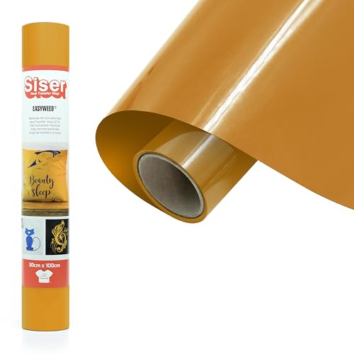 Siser® EasyWeed® Senf, 30cm x 1m, thermo-transferierbare Flexfolie zur Personalisierung von Stoffen, kreative Hobbys, zertifiziert nach VeganOk und Öko-Tex Standard 100 Klasse I