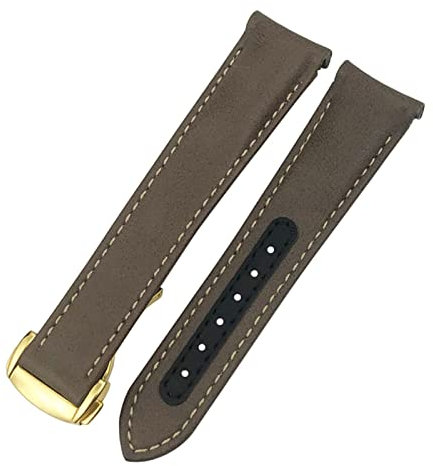 SOMKB Für Omega Seamaster 300 Speedmaster AT150 Planet Ocean Glattes Rindsleder-Uhrenarmband 19 mm 20 mm 21 mm echtes Lederarmband, 20 mm, Kunststoff, Achat