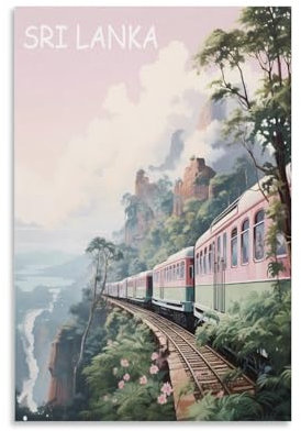 KmoNo Sri Lanka Vintage-Reise-Poster, 50 x 75 cm, Wanddekoration, Gemälde, Leinwand, Wandkunst für Wohnzimmer, Schlafzimmer