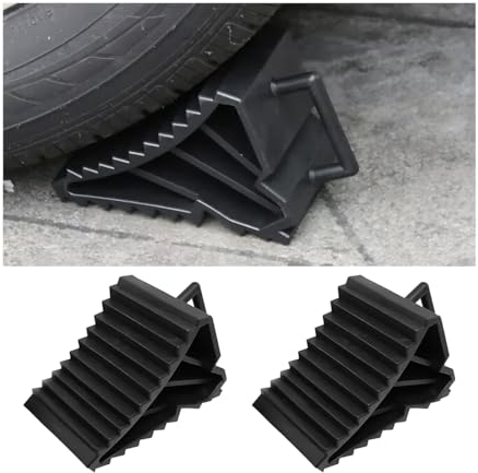 JNNJ 2 Pièces Cales pour Remorques, Cale De Roue Frein pour Voiture, Cales De Roue avec Poignée Support De Frein, Cale Roue en Plastique avec Poignée pour Voiture, Remorque, Caravane, Camping-Car