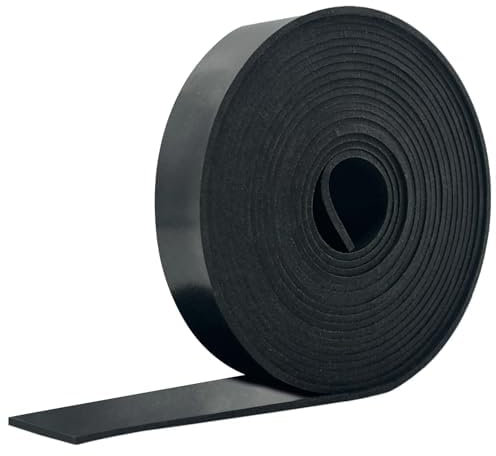 Rubber Strip 25mm(W) x1.5mm(T) x3m(L) Neoprene Rubber Sheet Solid Neoprene Rolls for DIY, Washers, Crafts, Pads, Flooring Protection, Supports, Leveling, Weather Seal