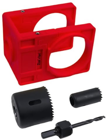 Door Lock Installation C-Clamp Kit - Door Hole Drilling Tool for Metal Wooden Doors with 2 Door Lock Hole Saw Bushings, C-Clamp Design Jig Deadbolt Door Knob Kit for 35mm&44mm Doors(Red)