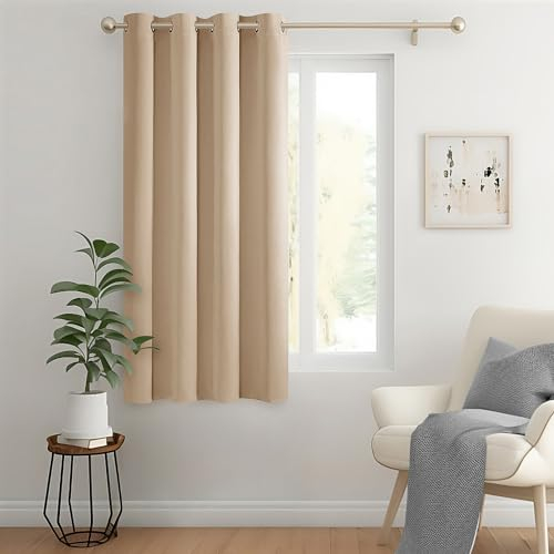 MIULEE Verdunklungsvorhang Beige Blickdichte Vorhänge mit Ösen 1 Stück H 175 x B 140 cm Tür Gardinen Abdunkelnde Wohnzimmer Schlafzimmer Blackout Curtain