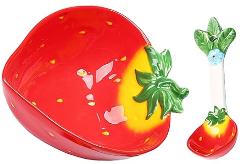 MAGICLULU Bol À Salade en Céramique avec Motif De Fraises pour Garçons Et Filles