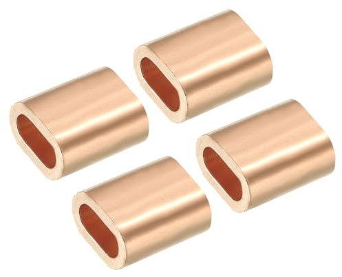PATIKIL 3/16/ 5mm Filo Fune Crimpatura Anello Manicotto 4 Pacco Rame Singolo Ovale Foro Cavo Morsetti per Filo Fune Cavo Ghiera Oro