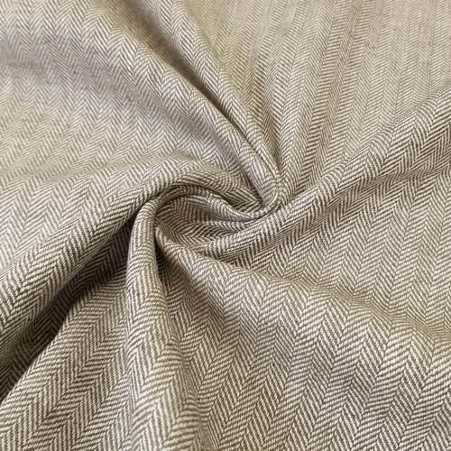 Fritza - natürlicher Leinenstoff mit Fischgrat Muster - per Meter (Moos)