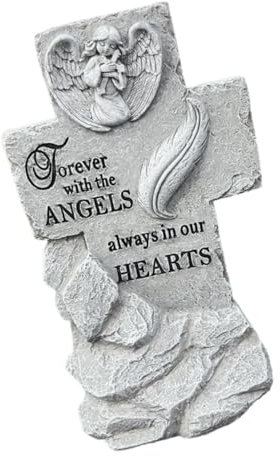 POPETPOP Pierre tombale commémorative Cadeau commémoratif pour Les Gens Monument cimetière Graveyard Statue décoration Monument aux Morts décor d'ange de Jardin Croix décorer résine