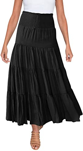 Mini Jupe Volante Taille Haute élastique pour Femmes avec Cordon de Serrage décontracté Une Ligne Jupe Longue Jupe Sexy Club