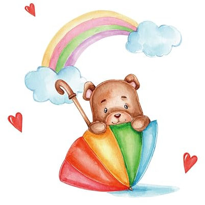 duoyif Wandtattoo Kinderzimmer, Boho Wandaufkleber, Deco Kinderzimmer Wandsticker Wanddeko Für Mädchen Jungen Kinderzimmer Babyzimmer Schlafzimmer Wohnzimmer (Bunt Regenbogen Bär C)