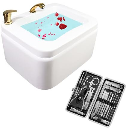 SRDCAIM Pedicure Bowl, Footsie Bath pedicure spa, Foot Bath spa, Foot soak tub, Portable Pedicure Bowl, Pedicure Spa Bathtub, Acrylic Pedicure Chair Shampoo Sink, Bath Basin for Foot Soaking(Gold)