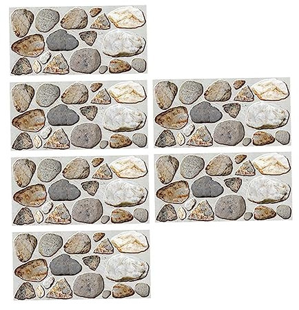 WOONEKY 6blätter Wasserdichte Wandaufkleber Mit Kieselstein-textur Für Küche Und Bad Ölbeständige Fliesenaufkleber Selbstklebend Langlebig Und Einfach Anzubringen