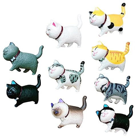 CIYODO 9piezas De Refrigerador Forma De Gato Adorable para Decoración De Cocina y Sostenibles y Prácticos para Superficies Metálicas