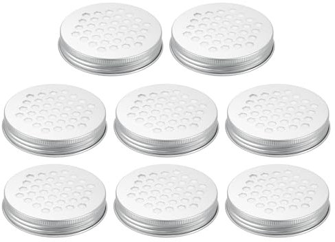 sourcing map 8pcs Aluminium Hollow Jar Lids 68mm Replacement Mason Jar Insert Lids Air Freshener Hollow Lids Reusable Wide Mouth Canning Covers with Honeycomb Hole for Home Office